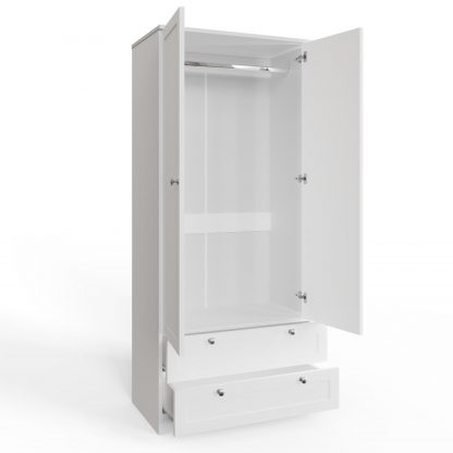 FWStyle Artus Shaker 2 Door 2 Drawer Combination Wardrobe Matt White - Image 3