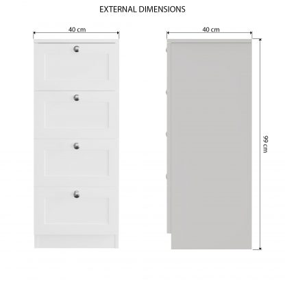 FWStyle Artus Shaker 4 Drawer Chest Of Drawers Matt White - Image 2