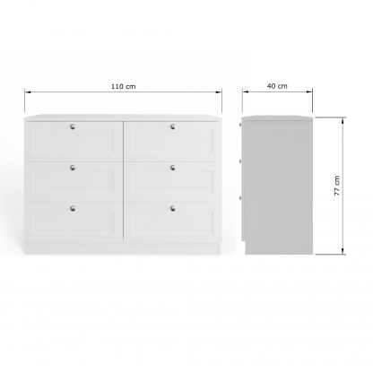 FWStyle Artus Shaker 6 Drawer Chest Of Drawers Matt White - Image 2