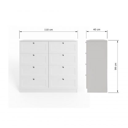 FWStyle Artus Shaker 8 Drawer Chest Of Drawers Matt White - Image 2