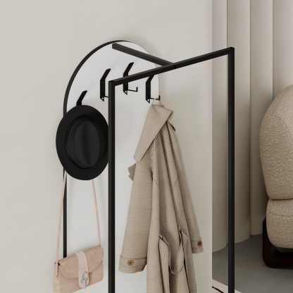 Modern Archy Hall Stand Coat Rack with Shoe Storage 180cm High White - Image 4