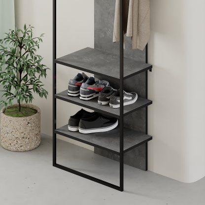 Modern Archy Hall Stand Coat Rack with Shoe Storage 180cm High Retro Grey - Image 6