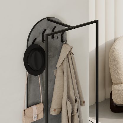 Modern Archy Hall Stand Coat Rack with Shoe Storage 180cm High Retro Grey - Image 4