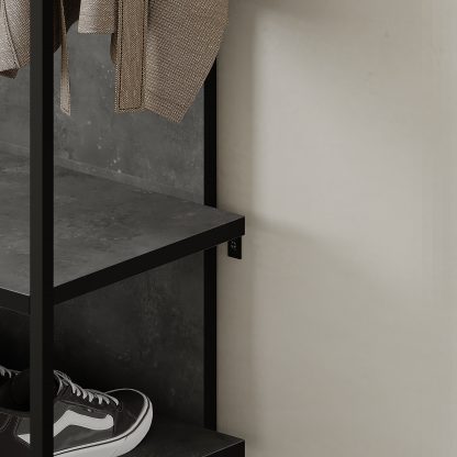 Modern Archy Hall Stand Coat Rack with Shoe Storage 180cm High Retro Grey - Image 5