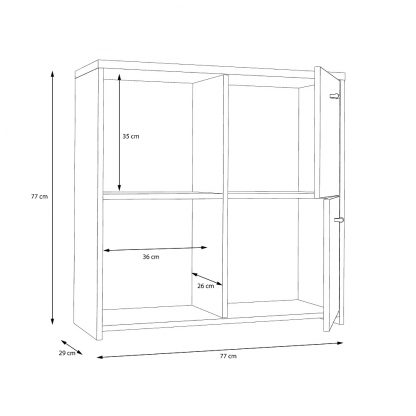 Best Chest 4 Door Storage Cabinet White & Oak - Image 3