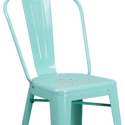 Blake 24" Industrial Style Bar Stool Chair, Mint Green - Set of 4 - Modern Metal Counter Height - Image 5