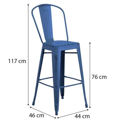 Blake 30" Industrial Style Bar Stool Chair, Antique Blue - Set of 4 - Modern Metal Bar Height - Image 2