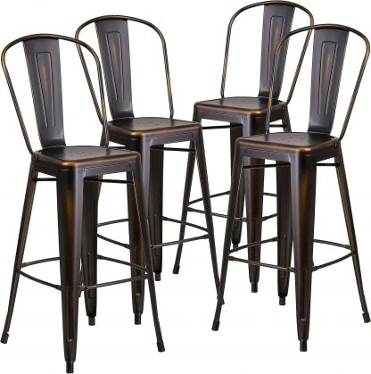 Blake 30" Industrial Style Bar Stool Chair Black Copper - Set of 4 - Modern Metal Bar Height - Image 3