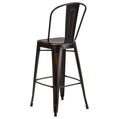 Blake 30" Industrial Style Bar Stool Chair Black Copper - Set of 4 - Modern Metal Bar Height - Image 4
