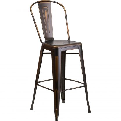 Blake 30" Industrial Style Bar Stool Chair Black Copper - Set of 4 - Modern Metal Bar Height - Image 5