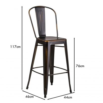 Blake 30" Industrial Style Bar Stool Chair Black Copper - Set of 4 - Modern Metal Bar Height - Image 2