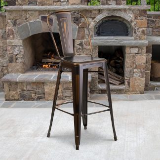 Blake 30" Industrial Style Bar Stool Chair Black Copper - Set of 4 - Modern Metal Bar Height