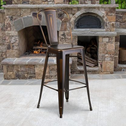 Blake 30" Industrial Style Bar Stool Chair Black Copper - Set of 4 - Modern Metal Bar Height