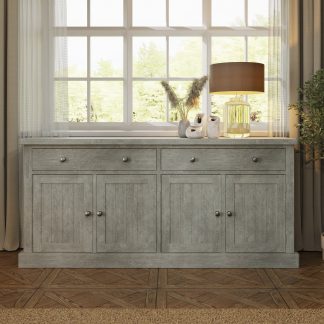 Bowood Large Straight Sideboard 4 Door Solid Wood Limewash