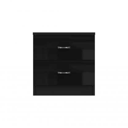FWStyle Chilton 2 Drawer Bedside Cabinet - Black Gloss Front - Image 4