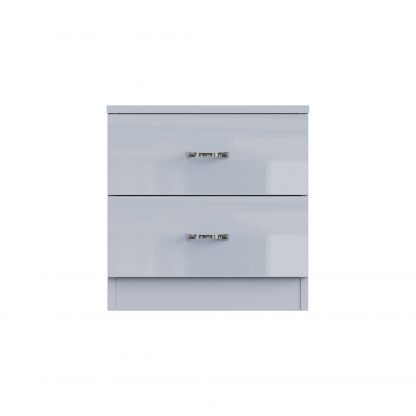 FWStyle Chilton 2 Drawer Bedside Cabinet - Grey Gloss Front - Image 4