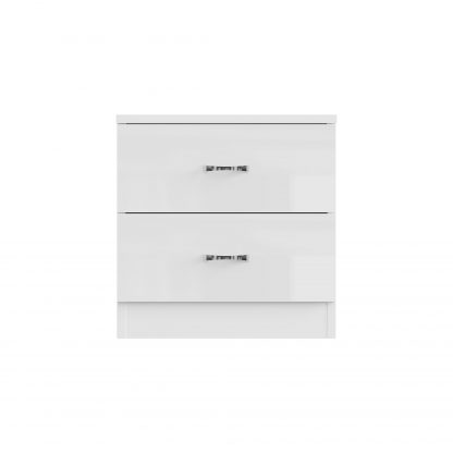 FWStyle Chilton 2 Drawer Bedside Cabinet - White Gloss Front - Image 4