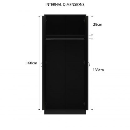 FWStyle Chilton 2 Door Wardrobe - Black Gloss Front - Image 3
