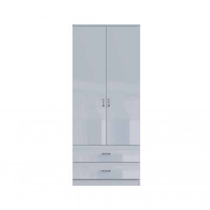 FWStyle Chilton Combination Wardrobe 2 Door 2 Drawer - Grey Gloss Front - Image 5
