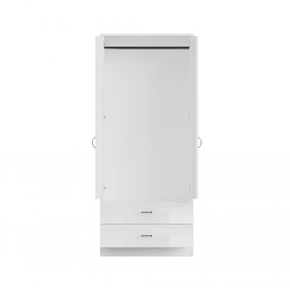 FWStyle Chilton Combination Wardrobe 2 Door 2 Drawer - White Gloss Front - Image 3