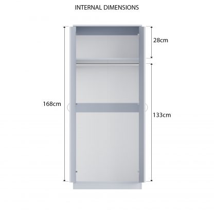 FWStyle Chilton 2 Door Wardrobe - Grey Gloss Front - Image 3