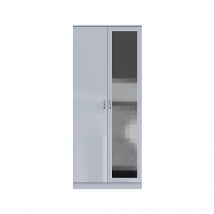 FWStyle Chilton 2 Door Wardrobe With Mirror - Grey Gloss Front - Image 5