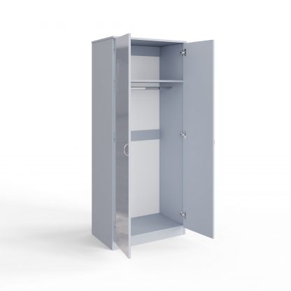 FWStyle Chilton 2 Door Wardrobe With Mirror - Grey Gloss Front - Image 4