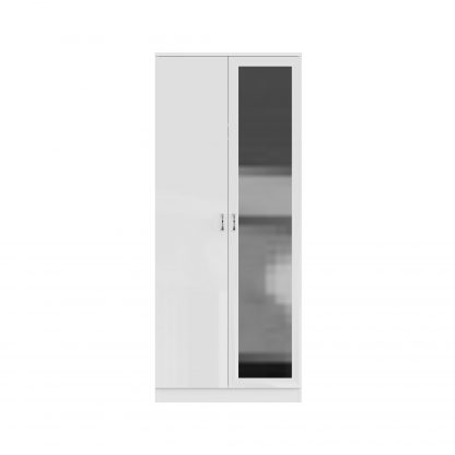 FWStyle Chilton 2 Door Wardrobe With Mirror - White Gloss Front - Image 5