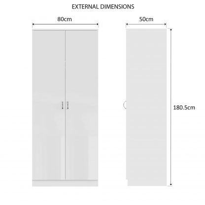 FWStyle Chilton 2 Door Wardrobe - White Gloss Front - Image 2