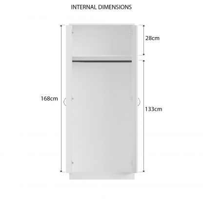 FWStyle Chilton 2 Door Wardrobe - White Gloss Front - Image 3
