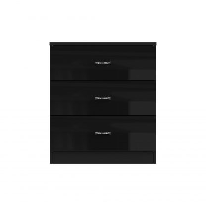FWStyle Chilton 3 Drawer Chest Of Drawers - Black Gloss Front - Image 3