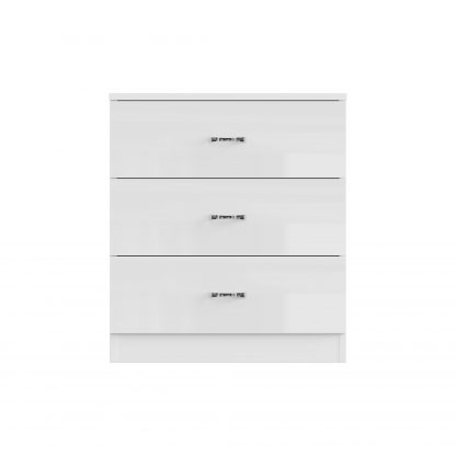 FWStyle Chilton 3 Drawer Chest Of Drawers - White Gloss Front - Image 3