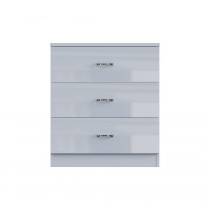 FWStyle Chilton 3 Drawer Chest Of Drawers - Grey Gloss Front - Image 3