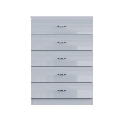 FWStyle Chilton 5 Drawer Chest Of Drawers - Grey Gloss Front - Image 3