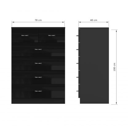 FWStyle Chilton 6 Drawer Chest Of Drawers - Black Gloss Front - Image 2
