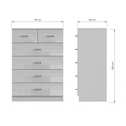 FWStyle Chilton 6 Drawer Chest Of Drawers - Grey Gloss Front - Image 2
