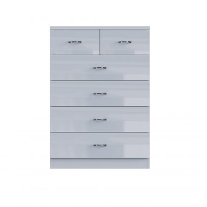FWStyle Chilton 6 Drawer Chest Of Drawers - Grey Gloss Front - Image 3