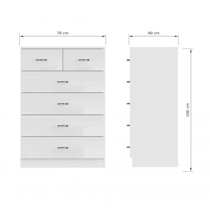 FWStyle Chilton 6 Drawer Chest Of Drawers - White Gloss Front - Image 2