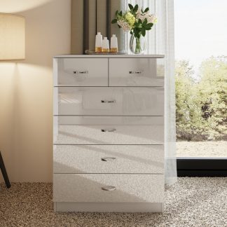 FWStyle Chilton 6 Drawer Chest Of Drawers - White Gloss Front