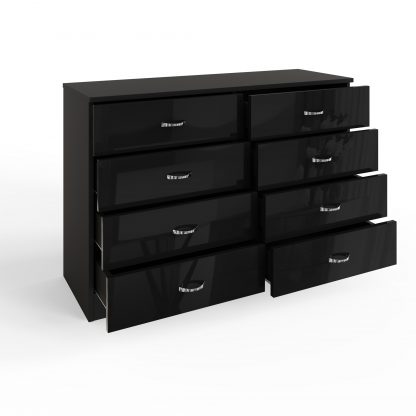 FWStyle Chilton 8 Drawer Chest Of Drawers - Black Gloss Front - Image 6