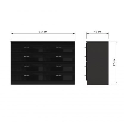 FWStyle Chilton 8 Drawer Chest Of Drawers - Black Gloss Front - Image 2
