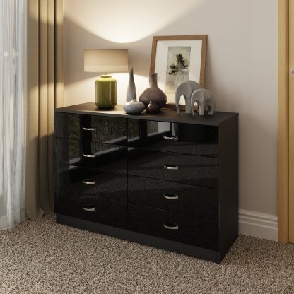 FWStyle Chilton 8 Drawer Chest Of Drawers - Black Gloss Front - Image 3