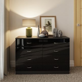FWStyle Chilton 8 Drawer Chest Of Drawers - Black Gloss Front