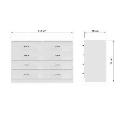 FWStyle Chilton 8 Drawer Chest Of Drawers - White Gloss Front - Image 2