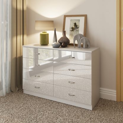 FWStyle Chilton 8 Drawer Chest Of Drawers - White Gloss Front - Image 3