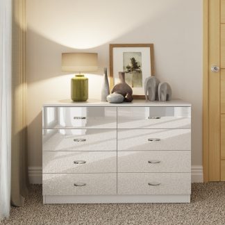 FWStyle Chilton 8 Drawer Chest Of Drawers - White Gloss Front