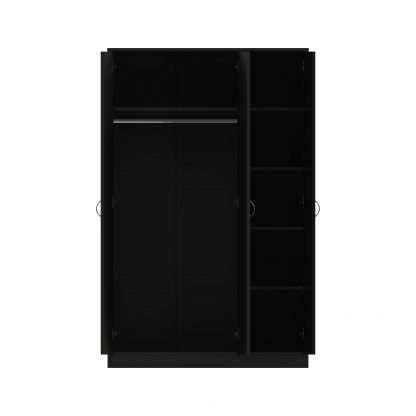 FWStyle Chilton 3 Door Wardrobe With Mirror - Black Gloss Front - Image 3