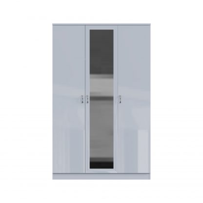 FWStyle Chilton 3 Door Wardrobe With Mirror - Grey Gloss Front - Image 5