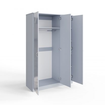 FWStyle Chilton 3 Door Wardrobe With Mirror - Grey Gloss Front - Image 4