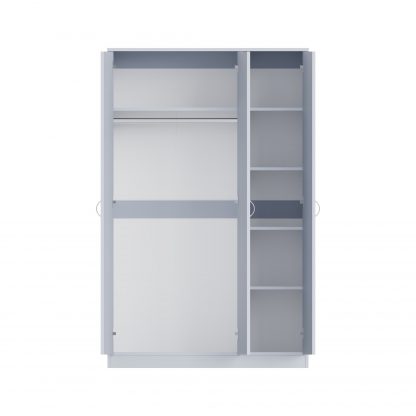 FWStyle Chilton 3 Door Wardrobe With Mirror - Grey Gloss Front - Image 3